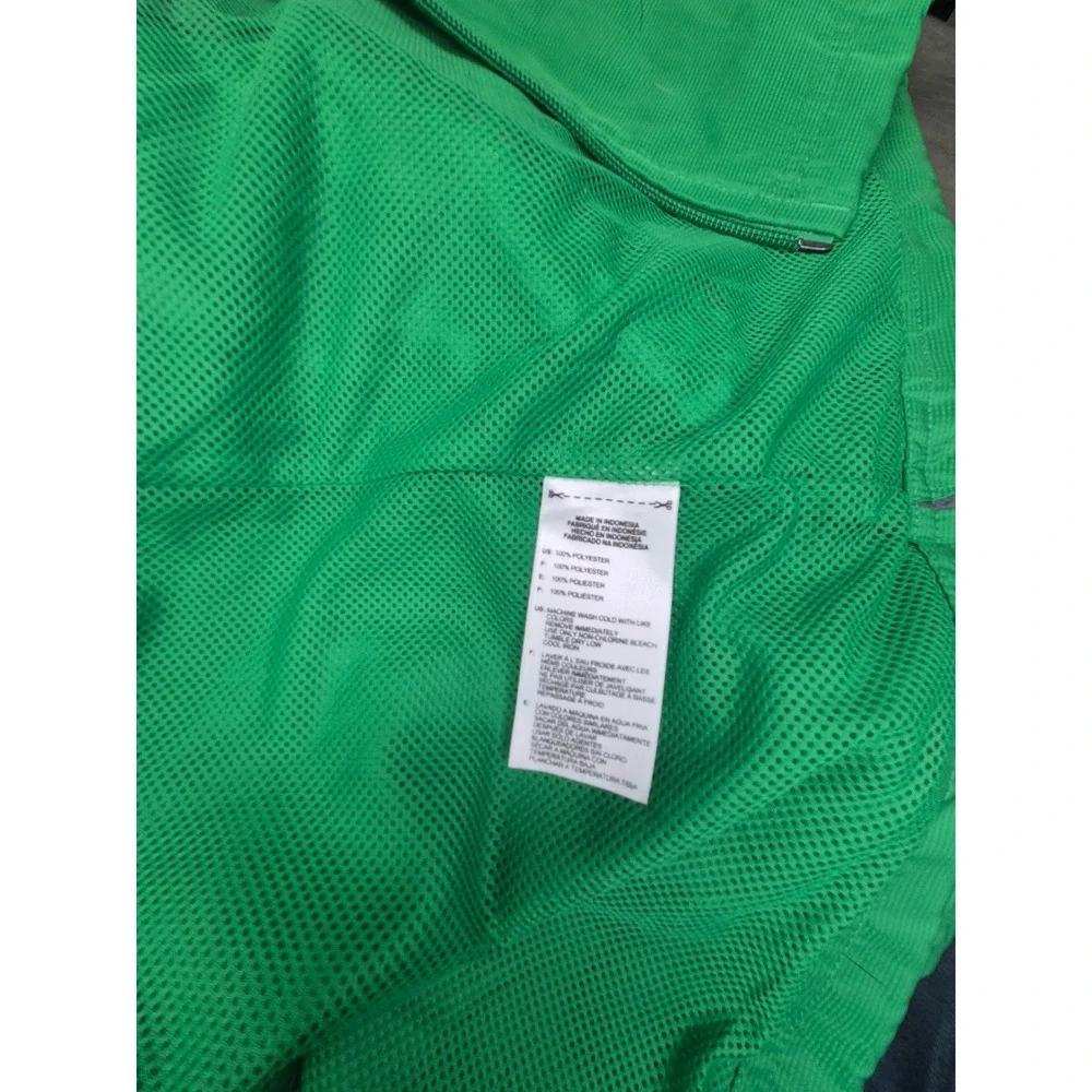 Adidas Windbreaker Jacket Full Zip Green‎ Gray Striped Lightweight Sportswear